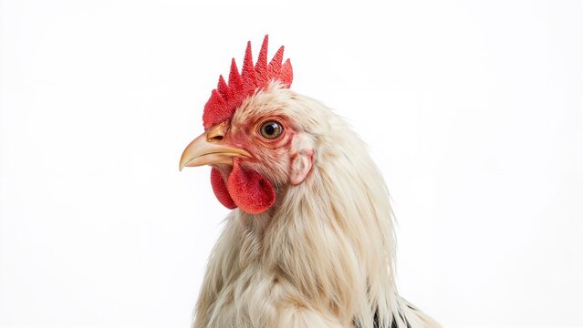 Chicken isolated on white background. Paduan variety