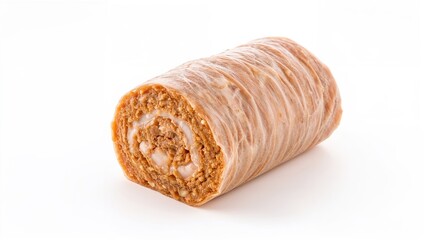 Chicken Meat Roulade Sealed in Packaging with White Background