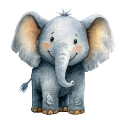 Cute Cartoon Elephant Watercolor Illustration for Kids Artwork