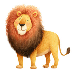 Cute Cartoon Lion Illustration in Watercolor Style Design