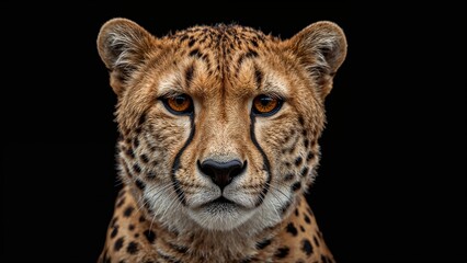 Cheetah (Acinonyx jubatus) Close Portrait on Dark Background