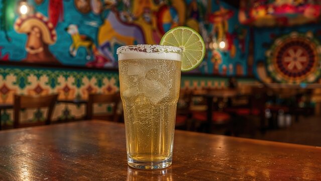 Salted beer drink with citrus - Powered by Adobe