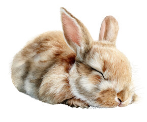 Watercolor Painting of a Sleeping Bunny in Soft Pastel Colors
