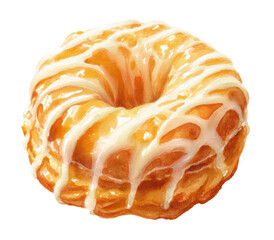 Deliciously Glazed Cruller Donut Watercolor Painting Artwork