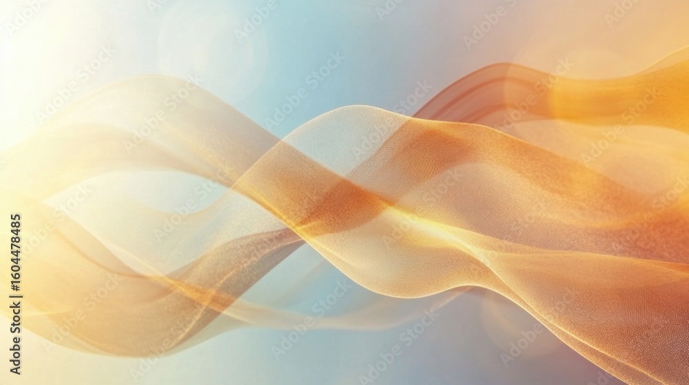 Poster fluid patterns of light and color create an abstract wave effect