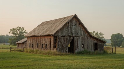 Obraz premium Lovely Old-fashioned Barn Rustic Agricultural Edifice and Heritage Rural Architecture