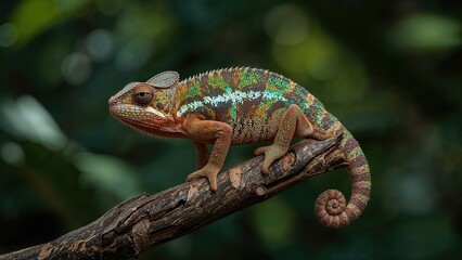 Chameleon Wildlife in Dense Woodland