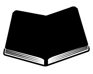 Open book silhouette symbolizing knowledge, learning, and literature in classic design