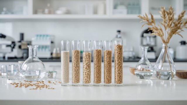 Analyzing cereal grains within transparent laboratory vials