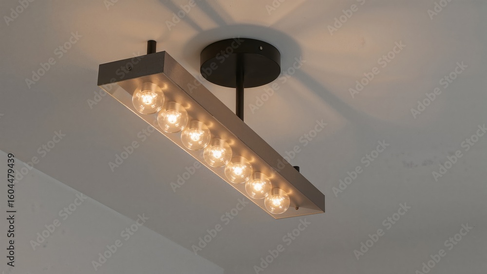 Poster ceiling light fixture displaying a blend of bright and shadowy tones with led illumination