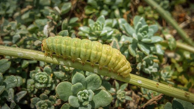 Insect nibbling succulent vegetation