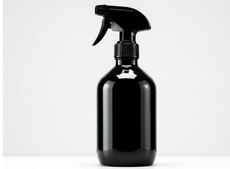 Fototapeta premium Sleek black spray bottle with trigger nozzle on a white background