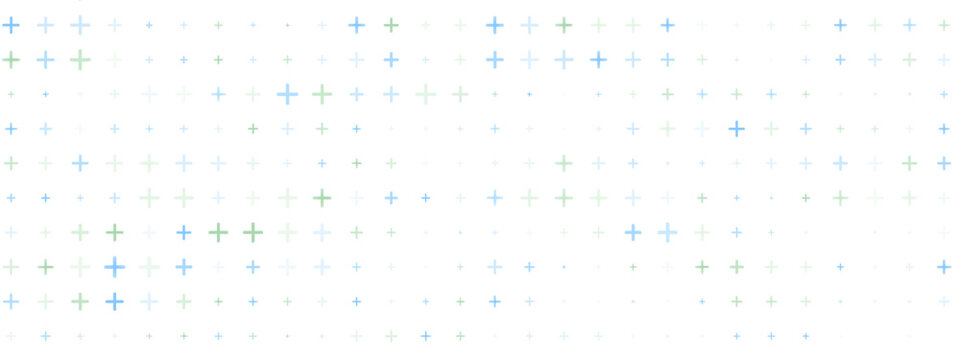 Abstract background with blue and green plus signs in medical style. Seamless pattern for healthcare, pharmacy or hospital themed projects. Neutral and modern look.