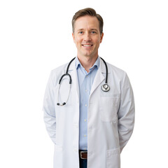 Fototapeta premium Confident Healthcare Professional: Approachable and Trustworthy in a Minimalist Setting