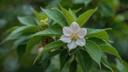 Obraz premium Wild Cherry Flower in Full Bloom Against a Blurry Background