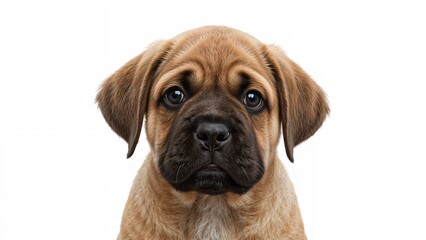 Fototapeta premium Close-up image of a mastiff puppy at three months on a plain white background