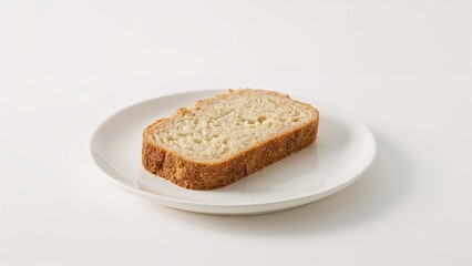 A piece of warm bread on a plain white surface