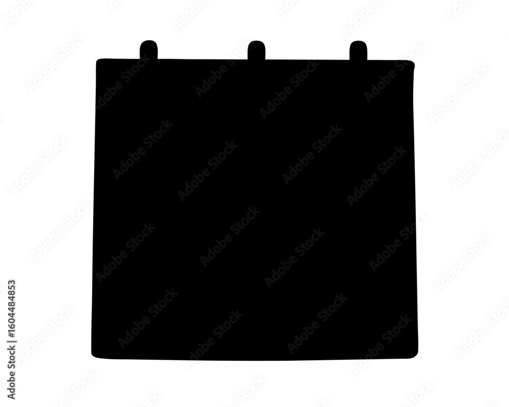 Poster silhouette of a calendar page hanging with three top attachment points