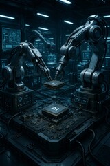 Fototapeta premium AI Lab Assembling Semiconductors