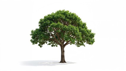 Obraz premium Single trees displayed on a clean white surface highlighting natural elements of spring and summer