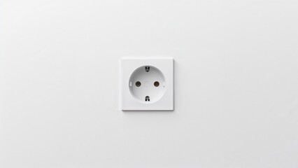 Electric power socket made of white plastic on a white wall surface.