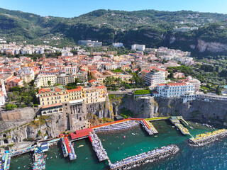 Sorrento. Amalfi coast. Italy. Drone view of Sorrento. View from above. Buildings and landmarks of...