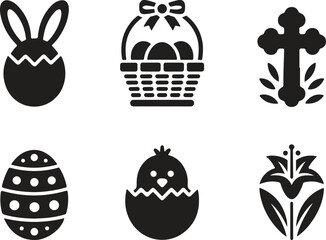Fototapeta premium Spring Basket Clipart | Eggs, Ribbons & Lilies