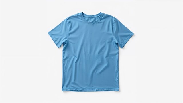 Blank male casual t-shirt in blue displayed on white, front view.