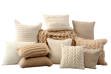 Pillows and Blankets. White or PNG Transparent Background.