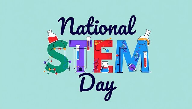National Stem Day celebration with scientific elements science education