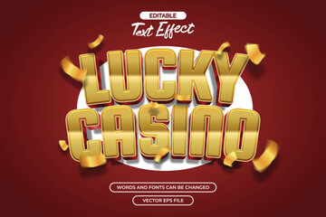 Lucky casino editable text effect with gold gradient text style