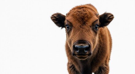 Scharfes Portrait Junges Bison weiches Licht. AI Generated