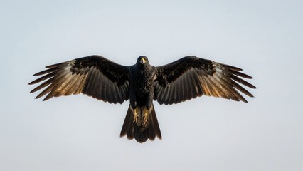 Obraz premium A black kite bird (Milvus migrans) in flight