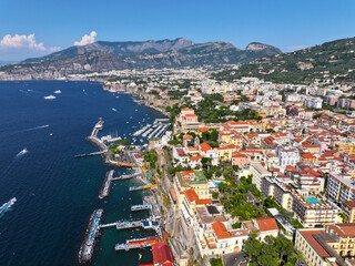 Sorrento. Amalfi coast. Italy. Drone view of Sorrento. View from above. Buildings and landmarks of...