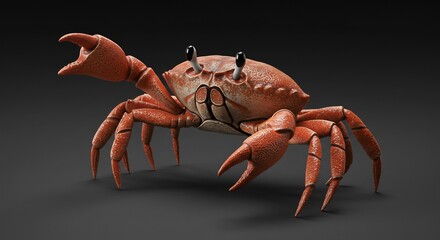 Niedlicher Krabben 3D Modell possierlich rot Studiolicht. AI Generated