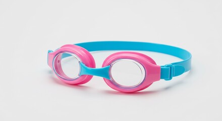 Rosa blaue Schwimmbrille leuchtet hell frisch kindgerecht. AI Generated