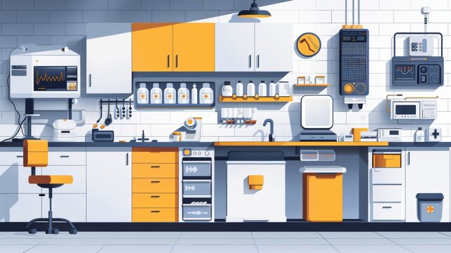 Clean medical infographic lineart showing stethoscope, ECG, syringe, thermometer. Perfect educational, editorial, business or web asset for health‑themed design, presentations and teaching. - Powered by Adobe