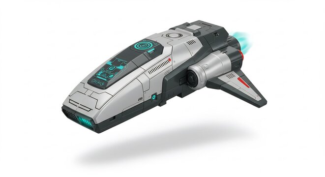 Futuristisches Raumschiff gleitet elegant durchs Licht. AI Generated