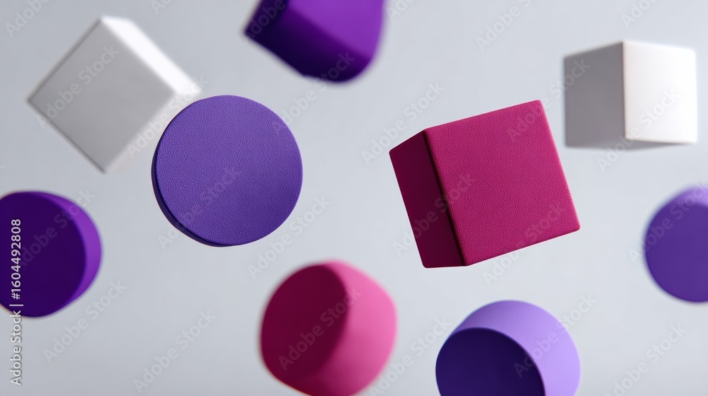 Aufkleber collection of colorful blocks in the air, with some purple and pink blocks. the blocks are floating 