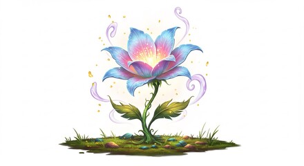 Magische Blume leuchtet sanft hell fantastisch detailliert. AI Generated