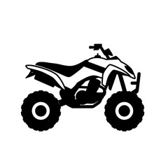 This is a black and white illustration of an ATV (All-Terrain Vehicle) on a plain background.