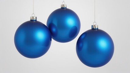 Trio of Blue Ornaments on a White Background