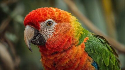 Colorful Ruby and Lime Chattering Parrot