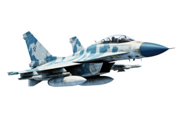 A Lone Fighter Jet. White or PNG Transparent Background.