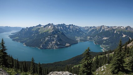 Aerial Perspective of Mountain Peaks