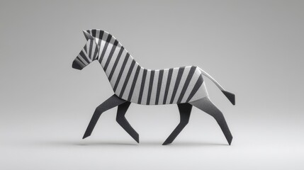 Dynamic origami zebra craft handmade paper art japanese style wind effect minimalist animal sculpture