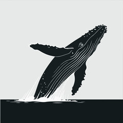 Majestic humpback whale breaching out of the ocean