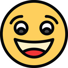 Fototapeta premium Joyful yellow face with wide smile emoji happy