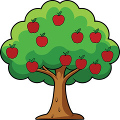 vector illustration of an apple tree