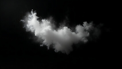 Dramatic single cloud on black background in monochrome for compositing